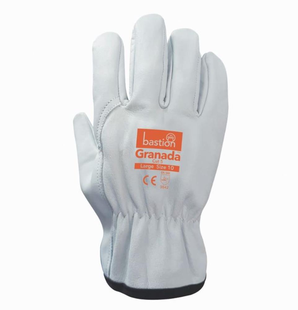 BASTION GRANADA BLG242 CUT 5 PREMIUM A GRADE COW GRAIN NATURAL LEATHER RIGGER GLOVES