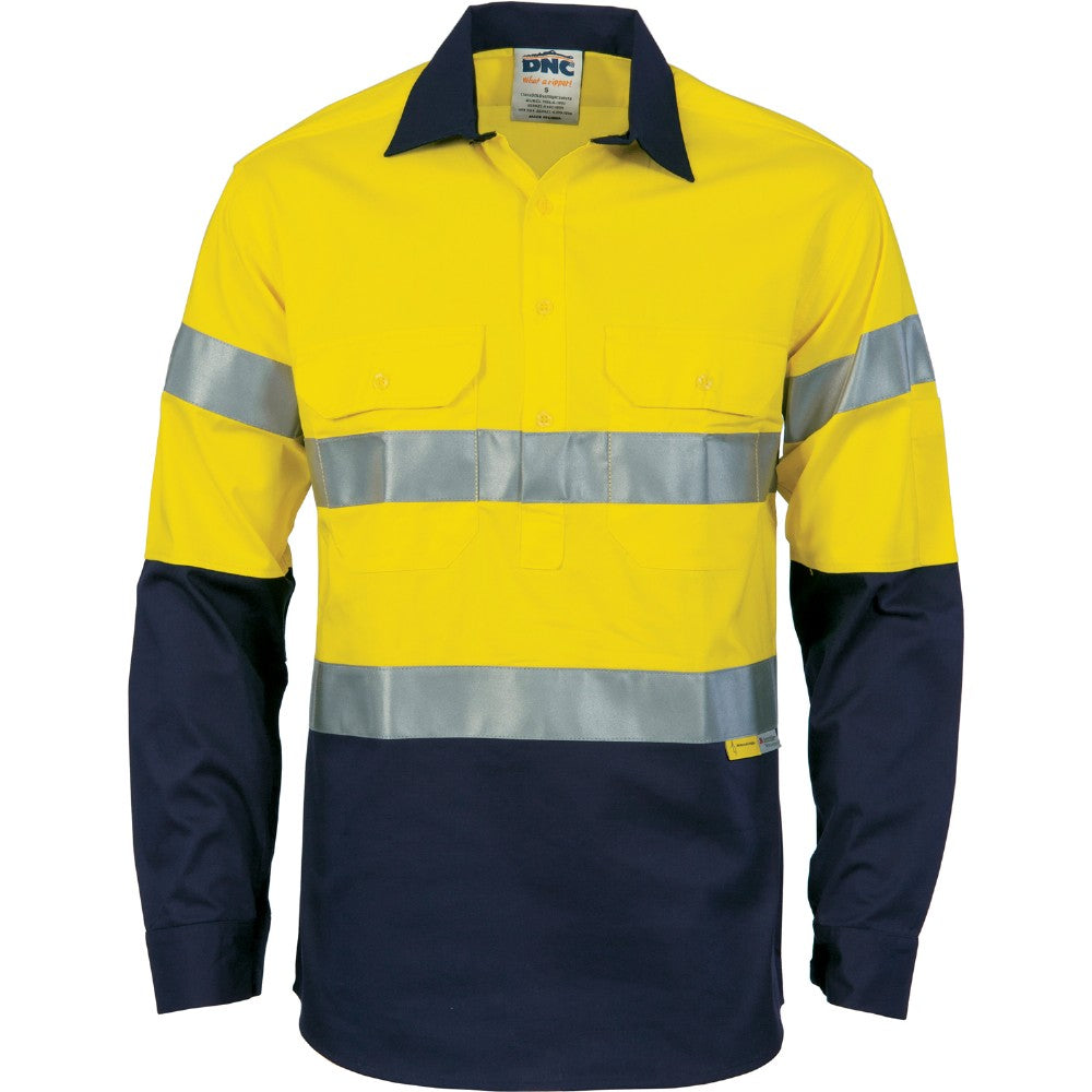 DNC 3949 L/SL REFLECTIVE HI VIS CLOSED FRONT L/WEIGHT SHIRT