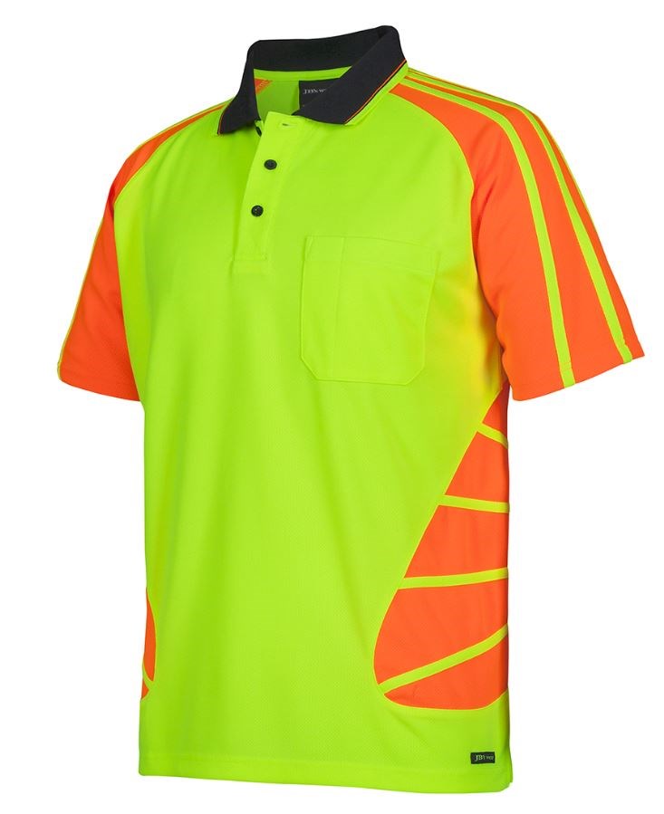 JB'S 6HSP S/SL HI VIS MICROMESH SPIDER POLO