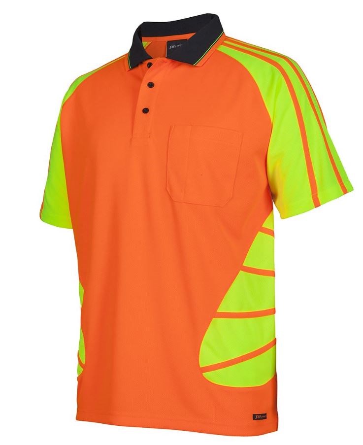 JB'S 6HSP S/SL HI VIS MICROMESH SPIDER POLO
