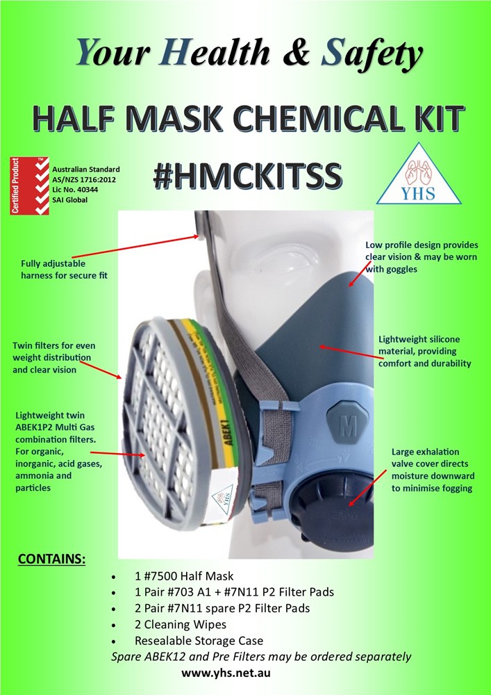 YHS HALF MASK ABEK1 CHEMICAL KIT