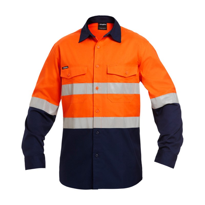 KING GEE K54880 L/SL REFLECTIVE HI VIS WORK COOL 2 SHIRT