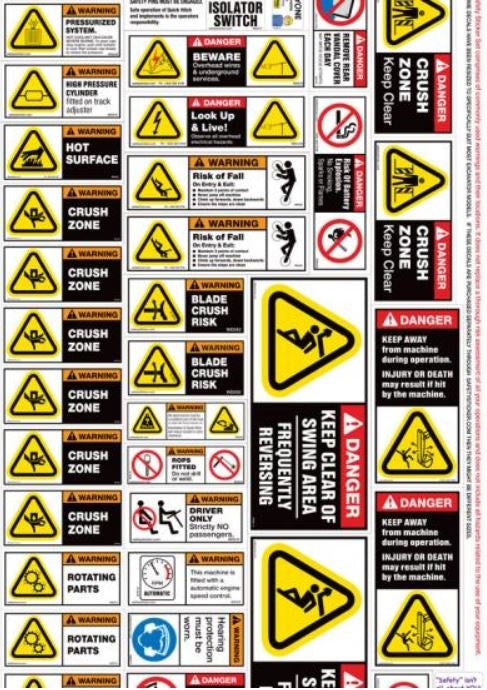 MINI EXCAVATOR SAFETY STICKER KIT MEXSS