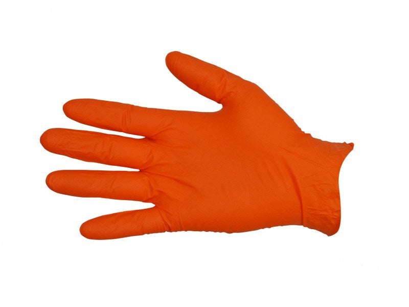 PRO-VAL 4113 NITRILE ORANGE DISPOSABLE GLOVES - POWDER FREE - 100/BOX