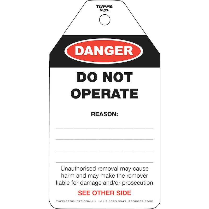 TUFFA PD02 DO NOT OPERATE TAGS