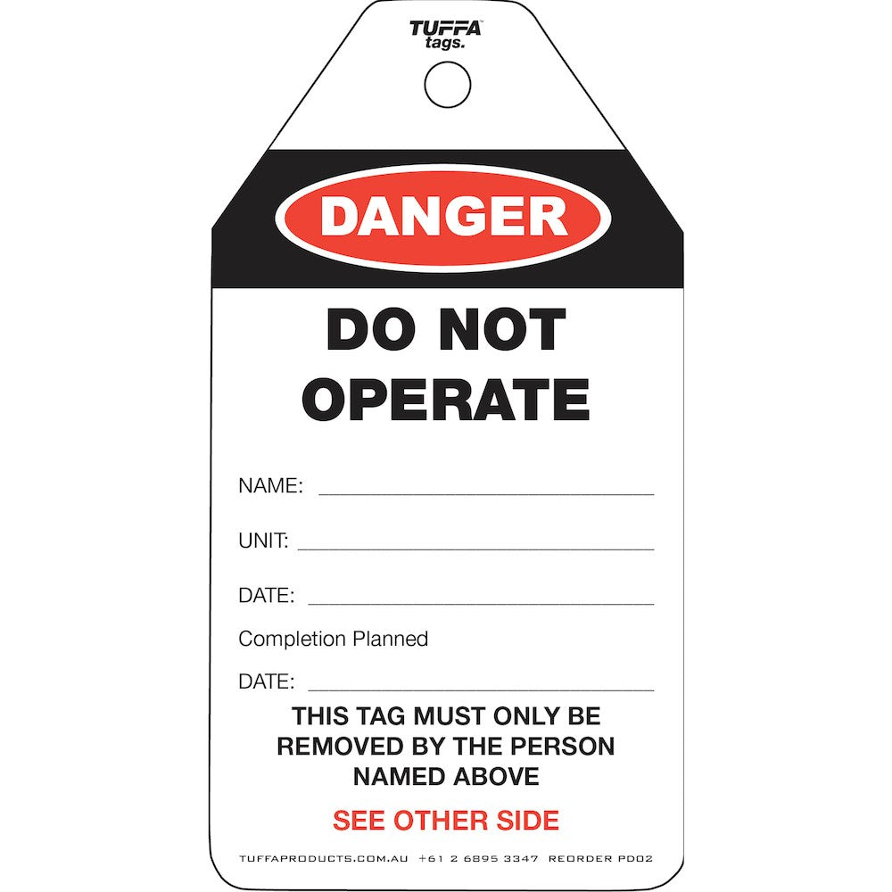 TUFFA PD02 DO NOT OPERATE TAGS