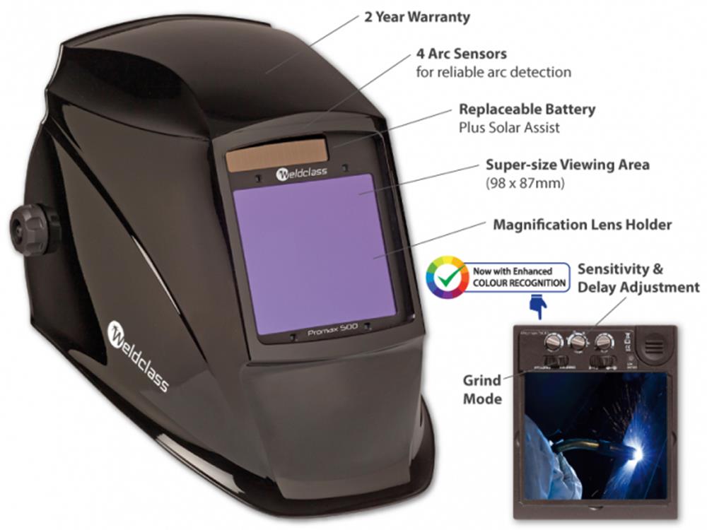 WELDCLASS PROMAX 500 WC-05317 WELDING HELMET - AUTO DARKENING
