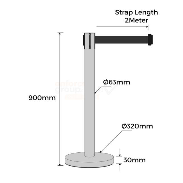 ENFORCER RETRACTABLE BELT BARRIER - STAINLESS STEEL