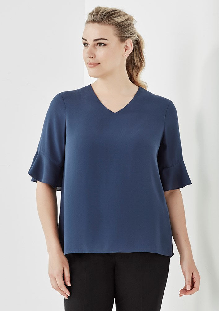 BIZ CORPORATES RB966LS WOMENS ARIA FLUTED SLEEVE BLOUSE
