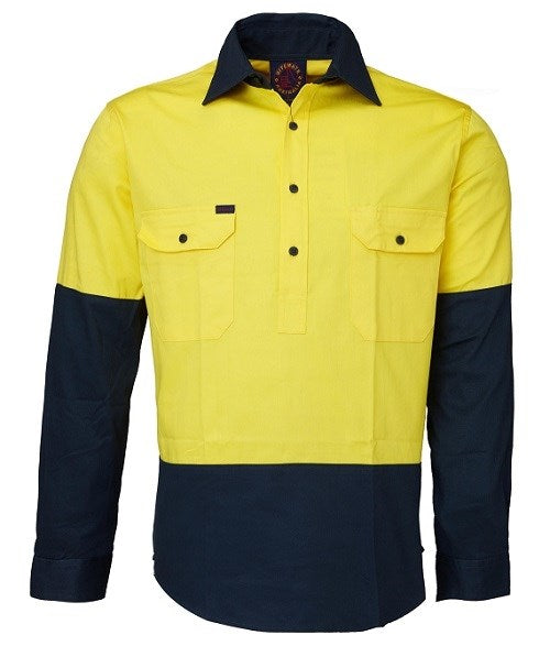 RITEMATE RM105CF L/SL HI VIS CLOSED FRONT DRILL SHIRT