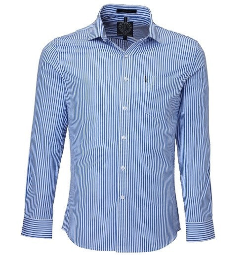 PILBARA RMPC012 MENS COTTON STRIPE L/SL SHIRT