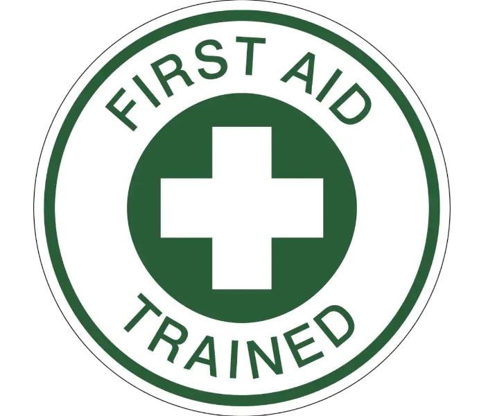 FIRST AID TRAINED HARD HAT LABEL