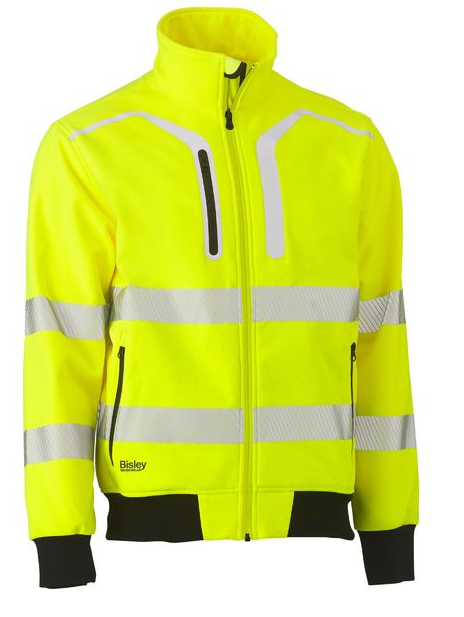 BISLEY BJ6979T REFLECTIVE HI VIS SOFTSHELL BOMBER JACKET