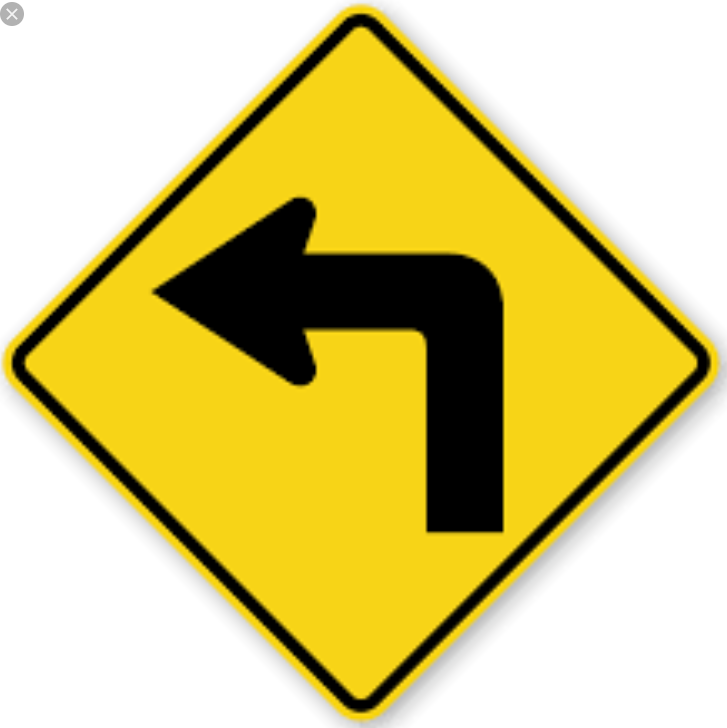 LEFT TURN W1-1L WARNING SIGNAGE