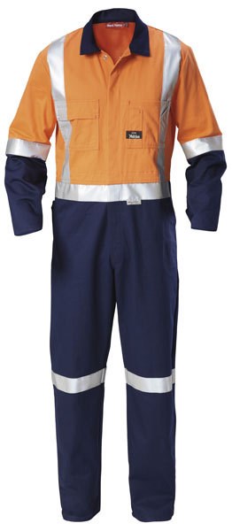 HARD YAKKA Y00262 FOUNDATIONS REFLECTIVE HI VIS COTTON DRILL COVERALLS