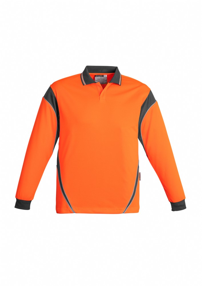 SYZMIK ZH249 MENS HI VIS AZTEC L/SL POLO