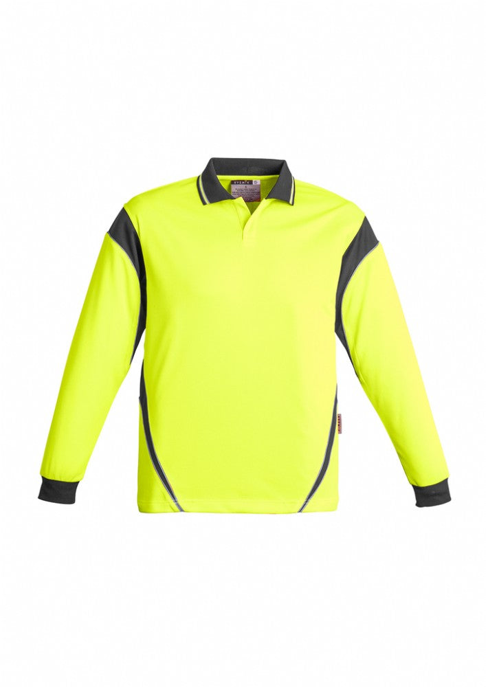 SYZMIK ZH249 MENS HI VIS AZTEC L/SL POLO