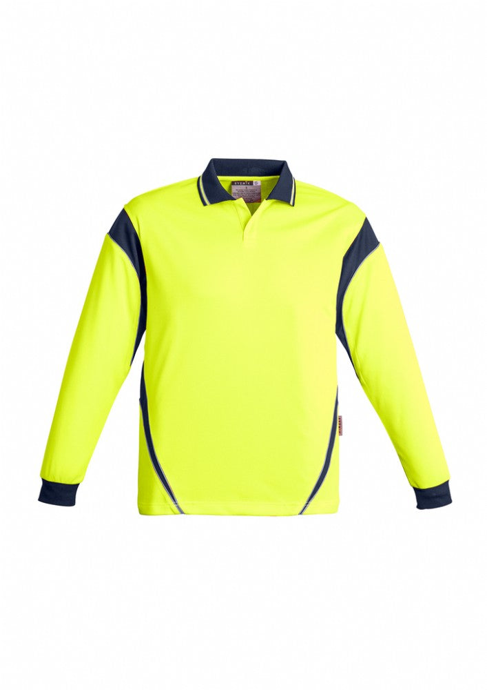SYZMIK ZH249 MENS HI VIS AZTEC L/SL POLO