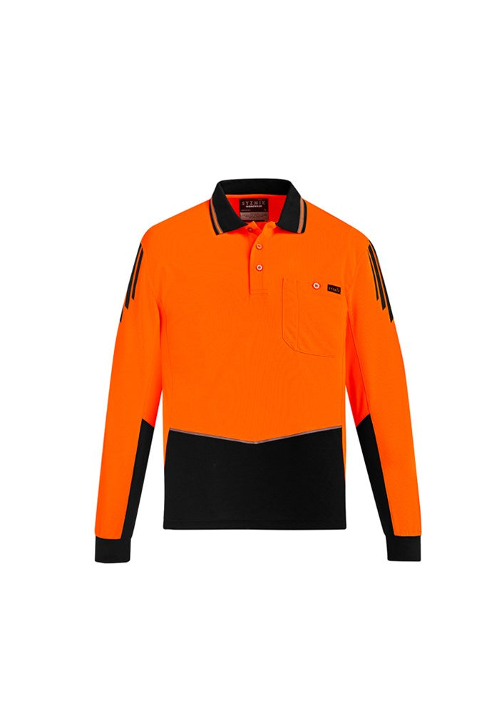 SYZMIK ZH310 MENS HI VIS FLUX L/SL POLO