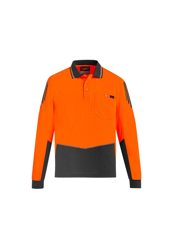 SYZMIK ZH310 MENS HI VIS FLUX L/SL POLO