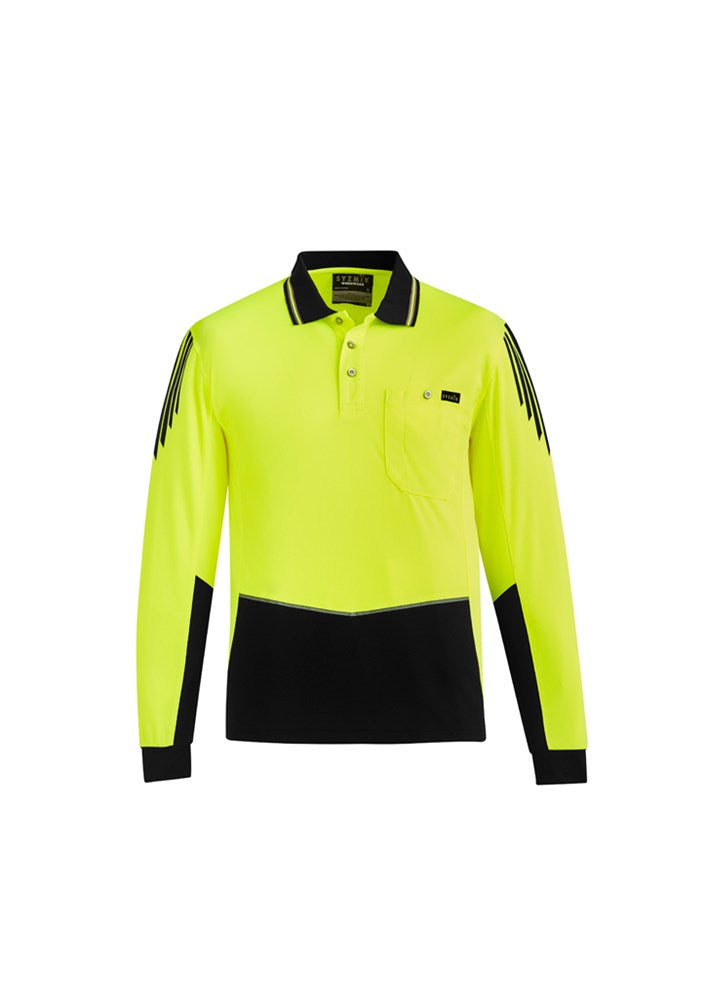 SYZMIK ZH310 MENS HI VIS FLUX L/SL POLO