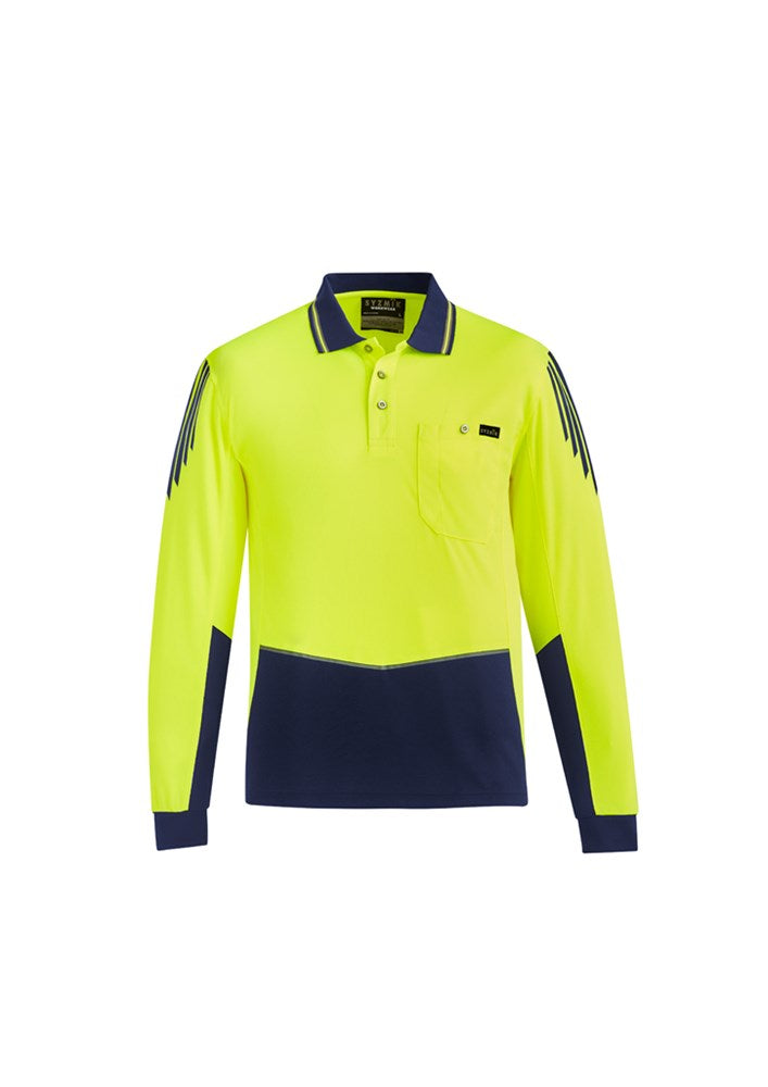 SYZMIK ZH310 MENS HI VIS FLUX L/SL POLO