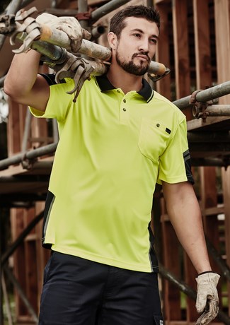 SYZMIK ZH465 MENS REINFORCED HI VIS SQUAD S/SL POLO