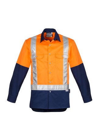 SYZMIK ZW124 L/SL INDUSTRIAL SHIRT H PATTERN REFLECTIVE HI VIS