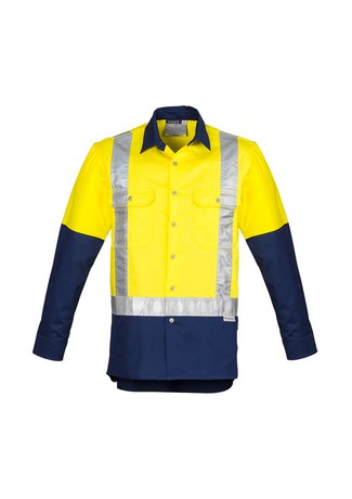 SYZMIK ZW124 L/SL INDUSTRIAL SHIRT H PATTERN REFLECTIVE HI VIS