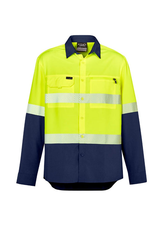 SYZMIK ZW470 MENS HI VIS OUTDOOR SEGMENTED TAPE L/SL SHIRT