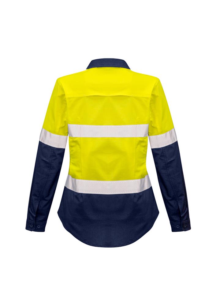 SYZMIK ZW720 WOMENS RUGGED COOLING REFLECTIVE HI VIS SPLICED L/SL SHIRT
