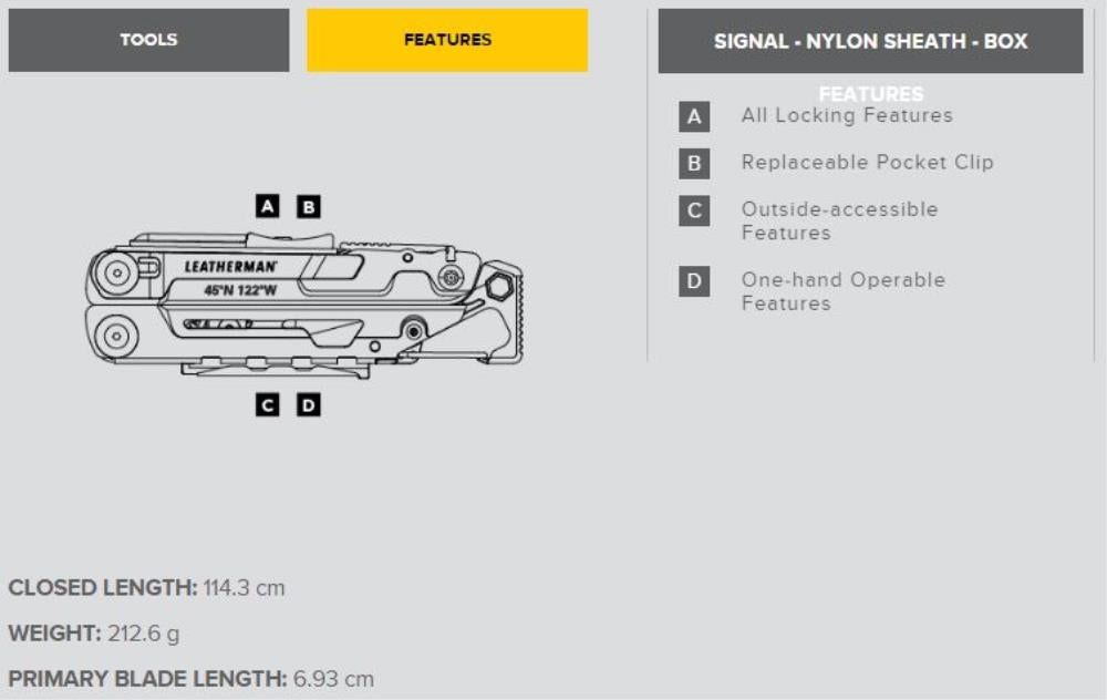 LEATHERMAN SIGNAL MULTITOOL - NYLON SHEATH