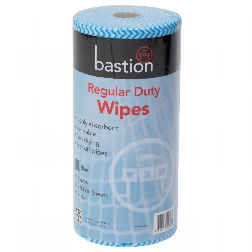 BASTION REGULAR DUTY WIPES 45MTR ROLL, 90 SHEET, 35 X 50CM