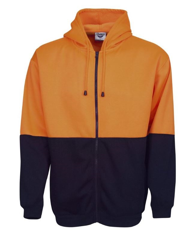BLUE WHALE F94 HI VIS FLEECY HOODIE WITH FULL ZIP FRONT