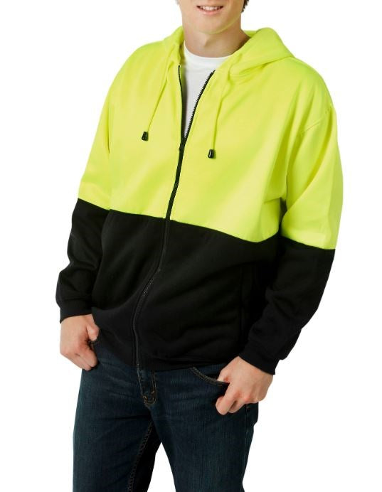 BLUE WHALE F94 HI VIS FLEECY HOODIE WITH FULL ZIP FRONT