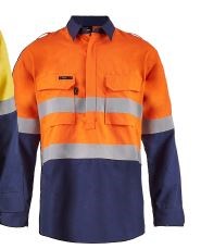 FLAMEBUSTER FSV015 ARCFLASH HRC2 HI VIS TWO TONE CLOSED FRONT SHIRT WITH GUSSET SLEEVES AND FR REFLECTIVE TAPE