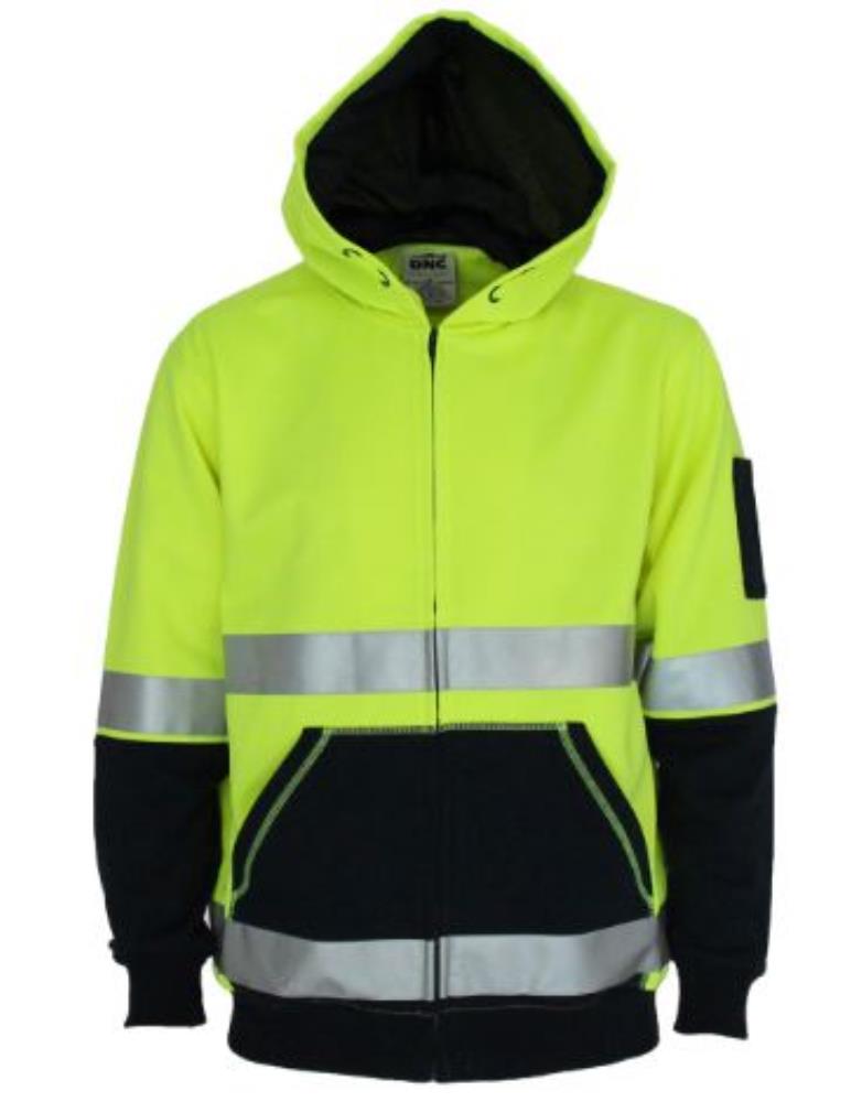 DNC 3788 REFLECTIVE HI VIS FULL ZIP SUPER FLEECY HOODIE