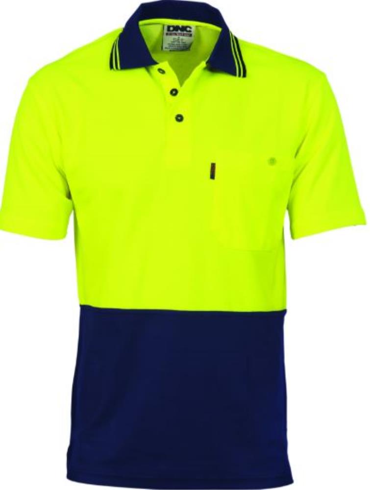 DNC 3814 S/SL HI VIS COTTON BACK POLO