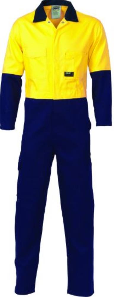 DNC 3851 HI VIS 2 TONE COTTON DRILL COVERALLS