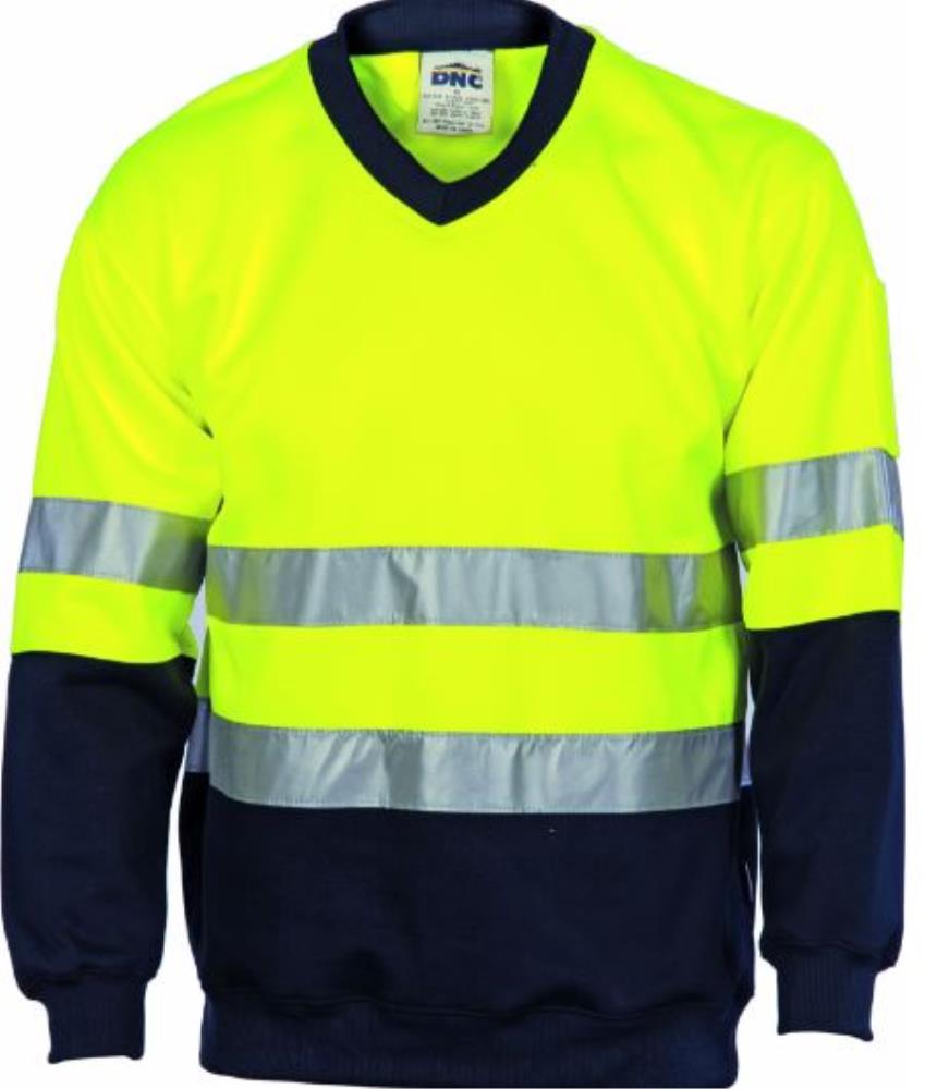 DNC 3921 REFLECTIVE HI VIS V-NECK FLEECY SWEATSHIRT