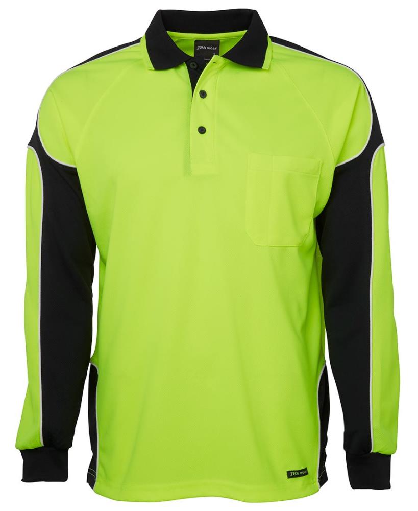 JB'S 6AP4L L/SL HI VIS MICROMESH ARM PANEL POLO