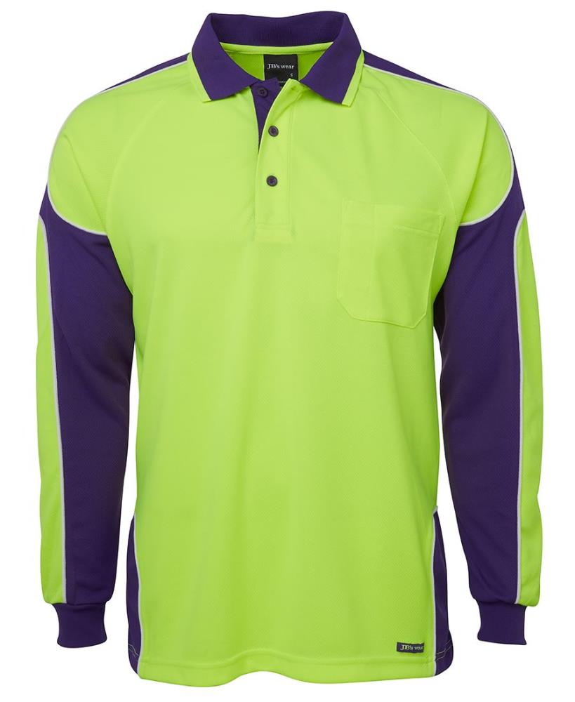 JB'S 6AP4L L/SL HI VIS MICROMESH ARM PANEL POLO