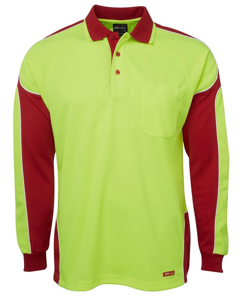 JB'S 6AP4L L/SL HI VIS MICROMESH ARM PANEL POLO
