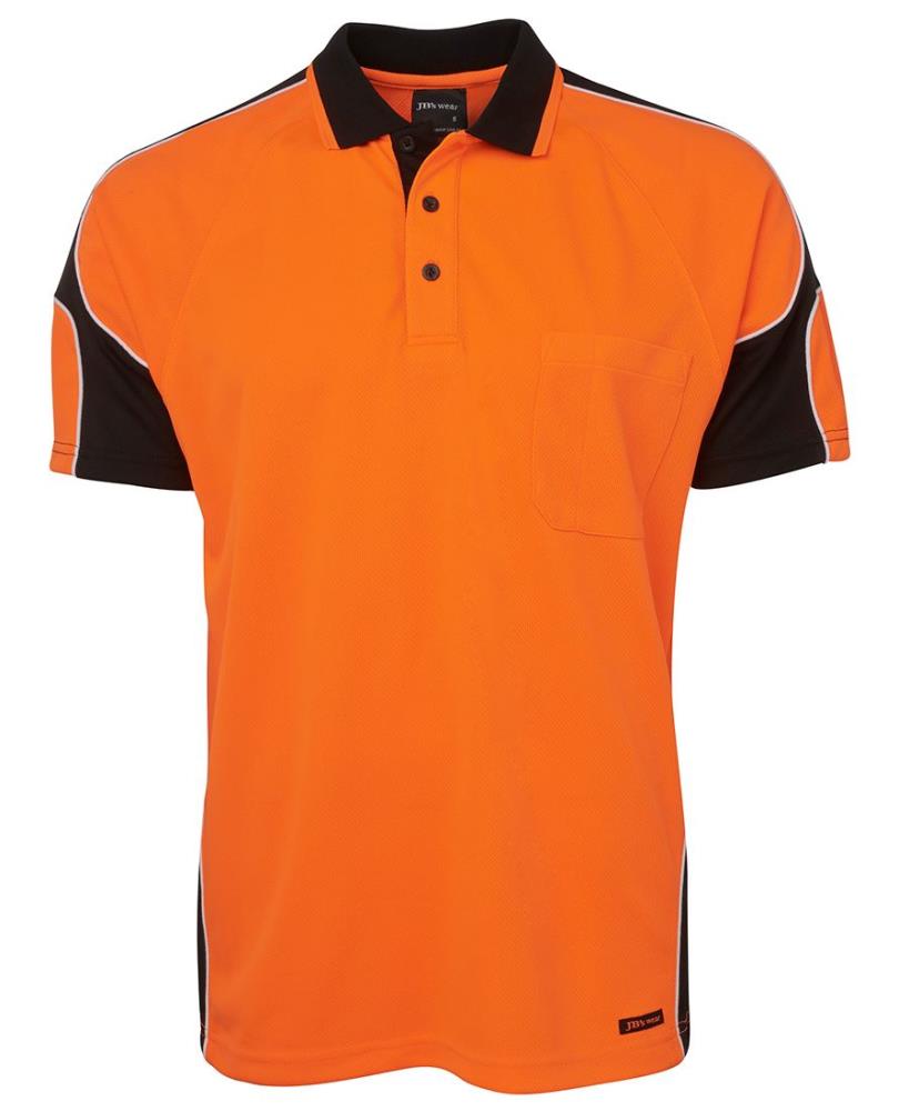 JB'S 6AP4S S/SL HI VIS MICROMESH ARM PANEL POLO