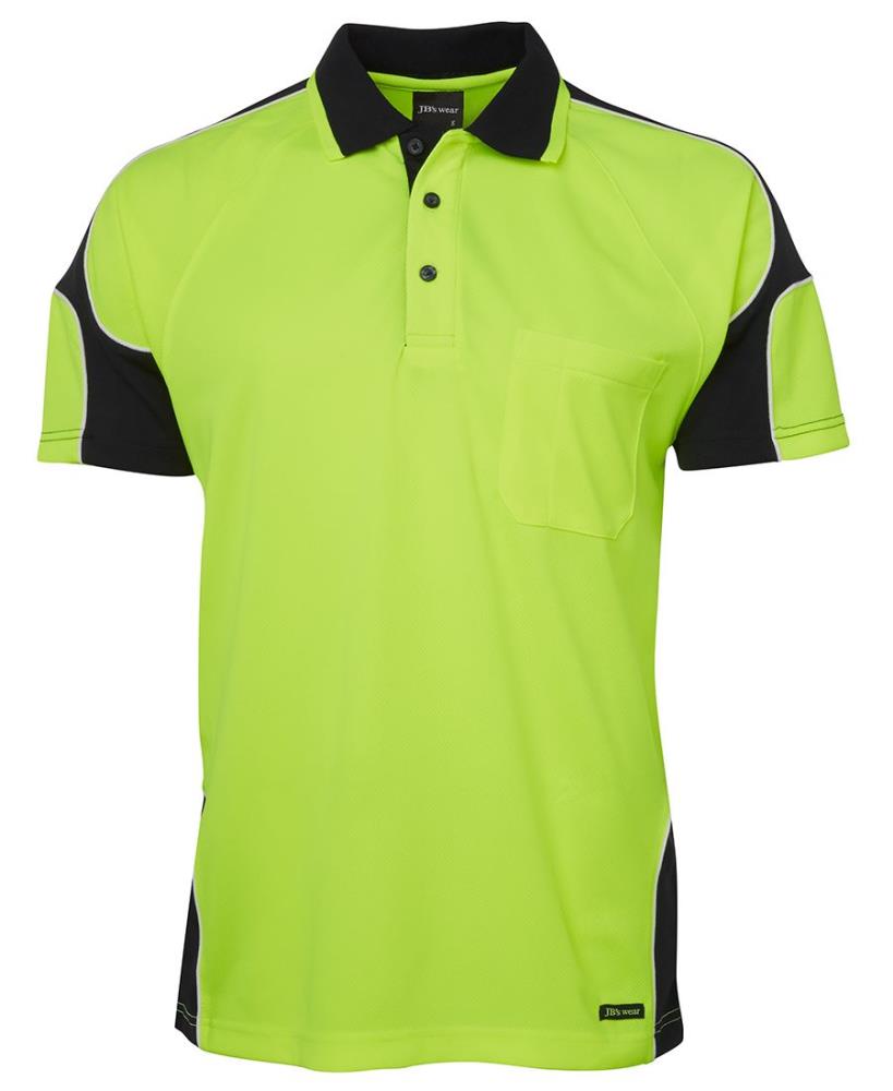 JB'S 6AP4S S/SL HI VIS MICROMESH ARM PANEL POLO