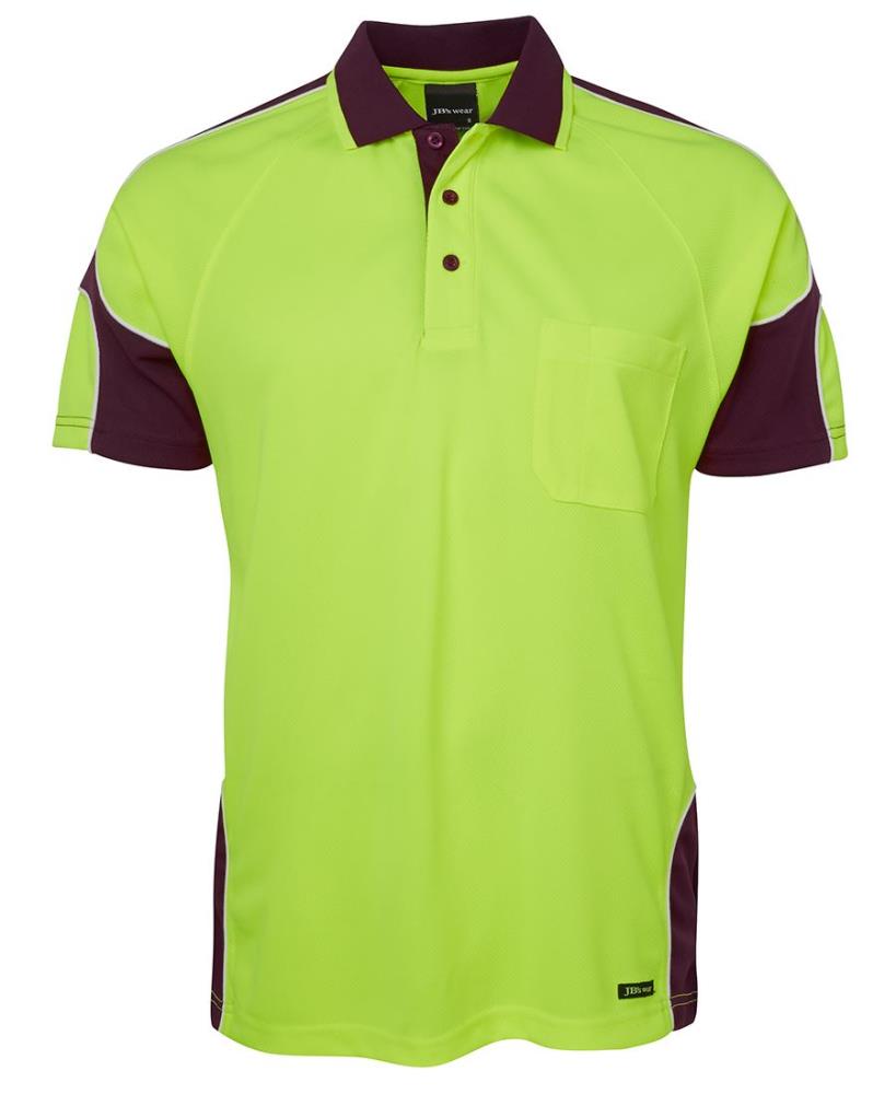 JB'S 6AP4S S/SL HI VIS MICROMESH ARM PANEL POLO