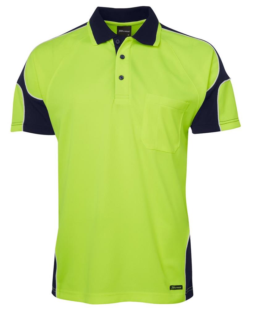 JB'S 6AP4S S/SL HI VIS MICROMESH ARM PANEL POLO