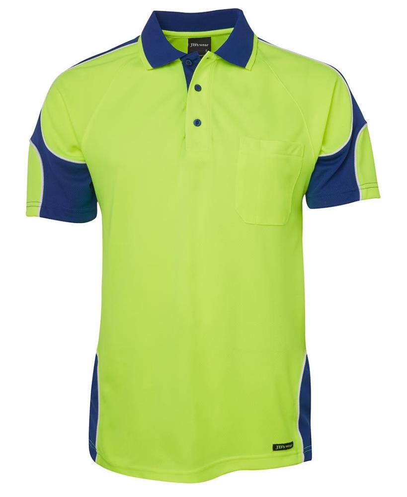 JB'S 6AP4S S/SL HI VIS MICROMESH ARM PANEL POLO