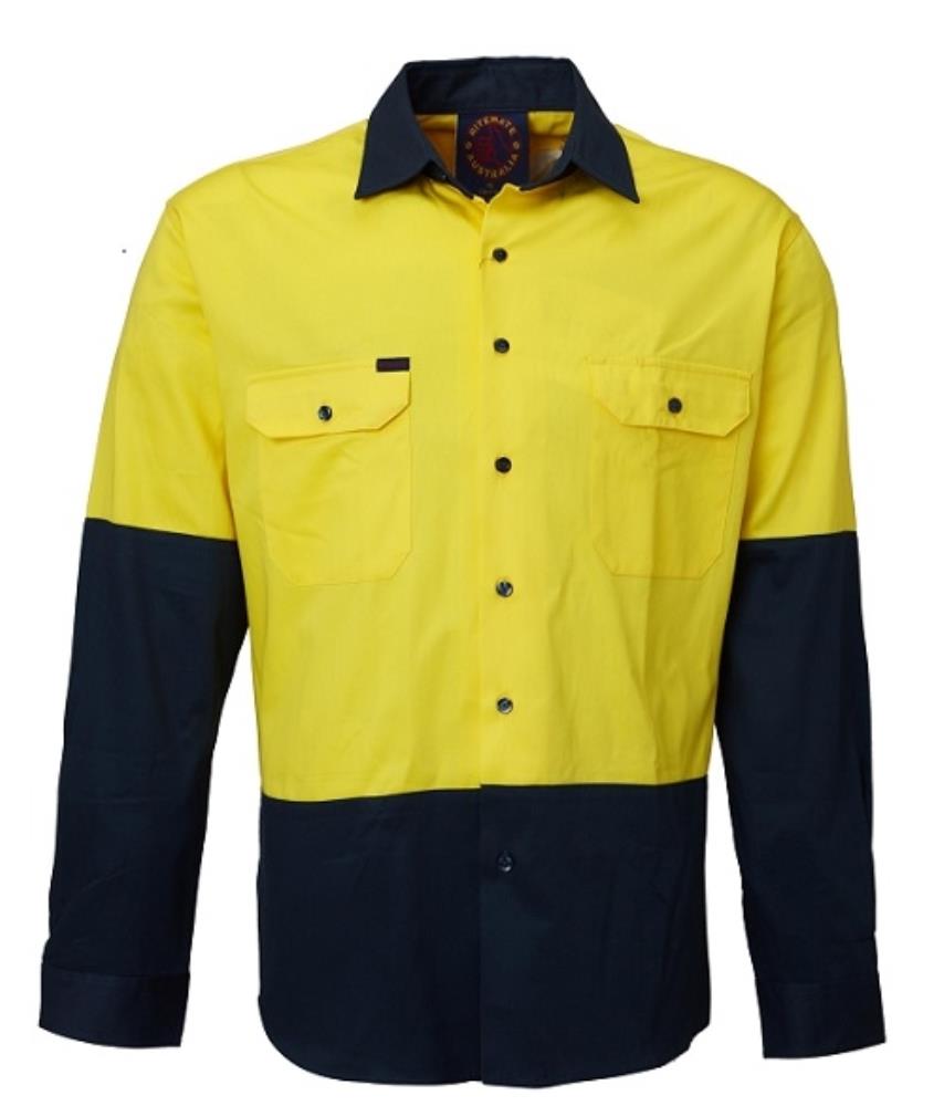 RITEMATE RM1050 L/SL HI VIS COTTON DRILL SHIRT
