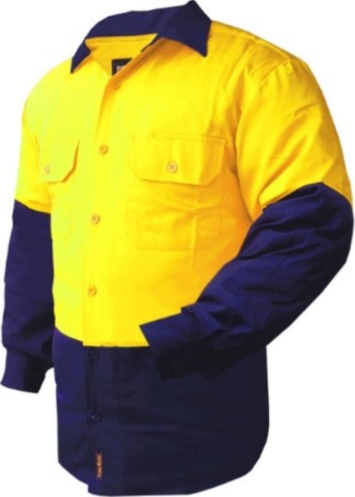 RITEMATE RM1050 L/SL HI VIS COTTON DRILL SHIRT